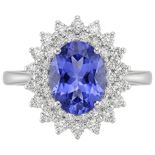 vero round tanzanite 11.25carati anello angolo laterale