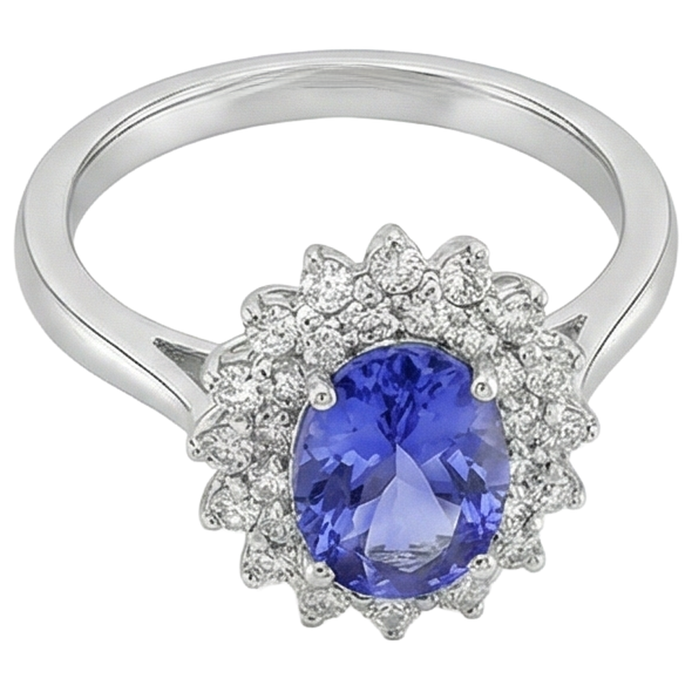 vero round tanzanite 11.25carati anello dettaglio ravvicinato