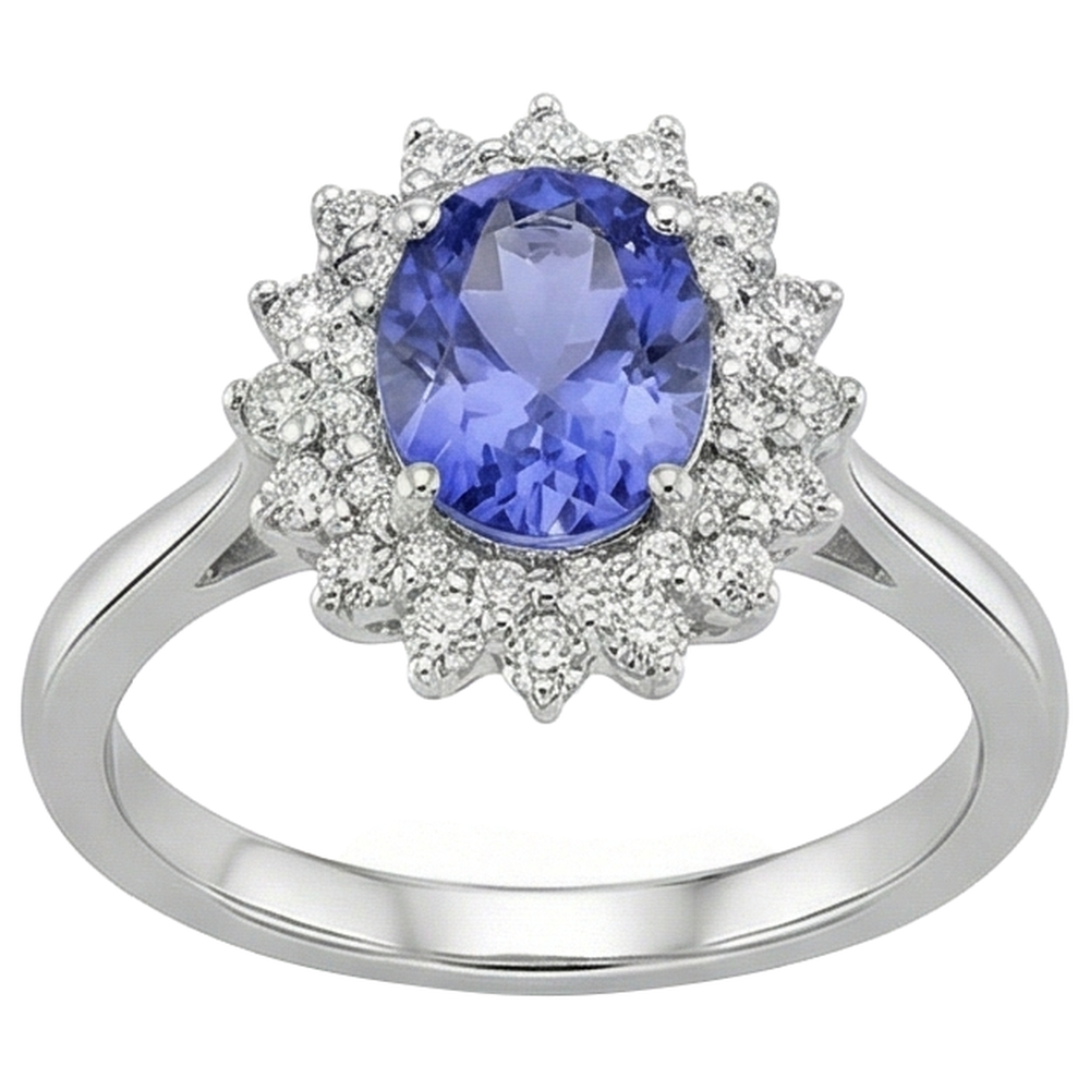vero round tanzanite 11.25carati anello vista dall'alto