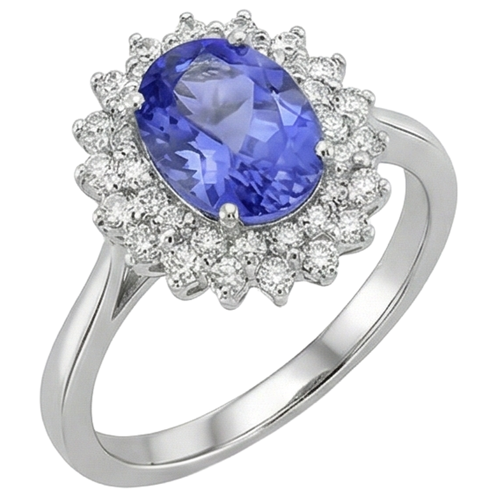 vero round tanzanite 11.25carati anello vista di profilo