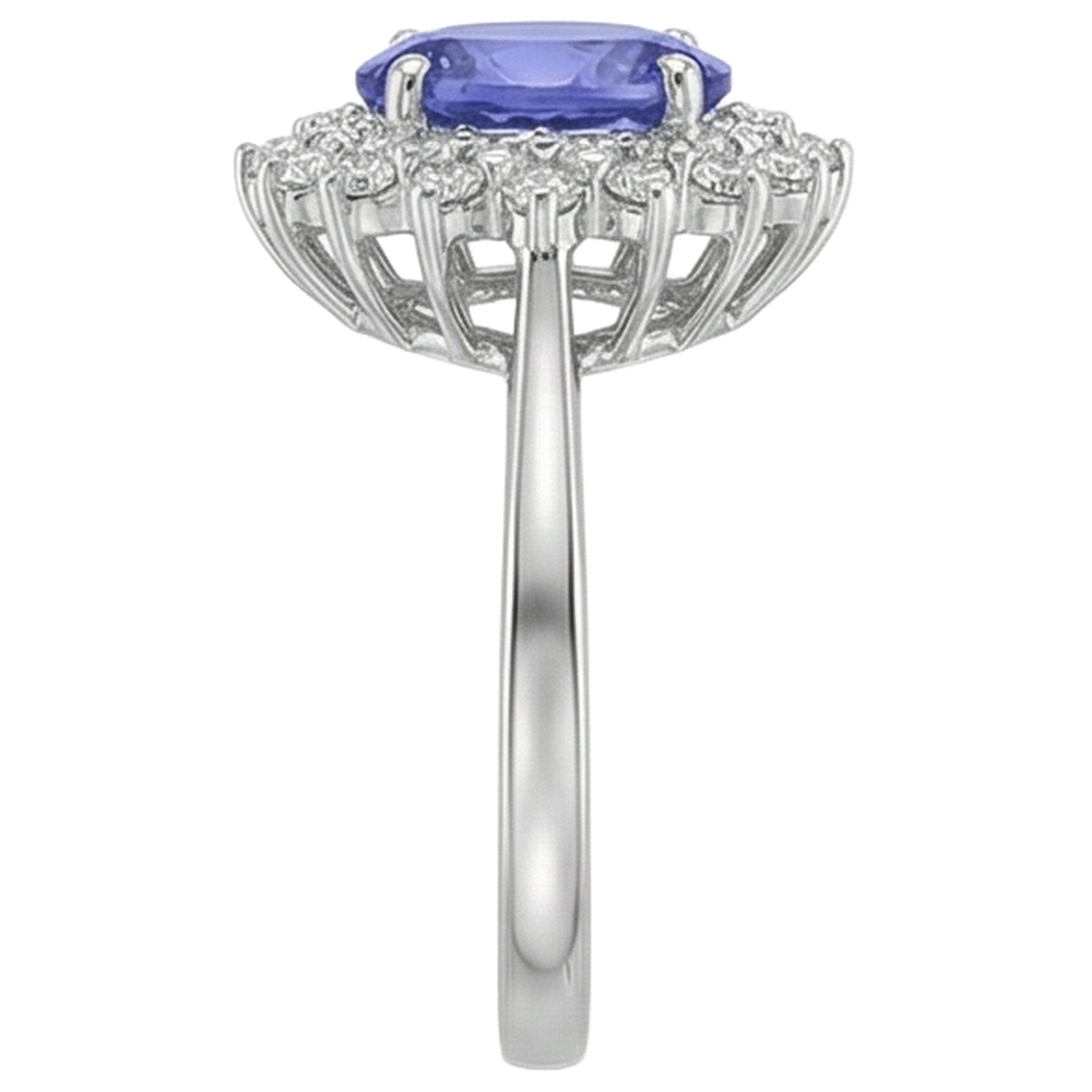 vero round tanzanite 11.25carati anello su bianco