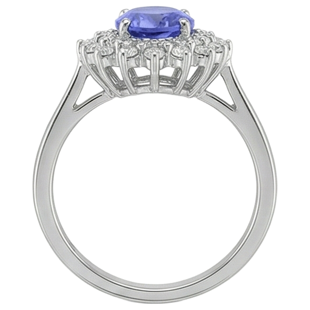 vero round tanzanite 11.25carati anello con accenti diamanti