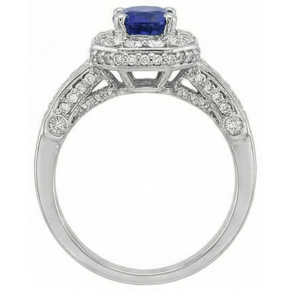 Anello Tanzanite Ovale e Diamanti Naturali Autentici ( non creati in laboratorio ) Rotondi 3.61 Carati Oro Bianco 14K