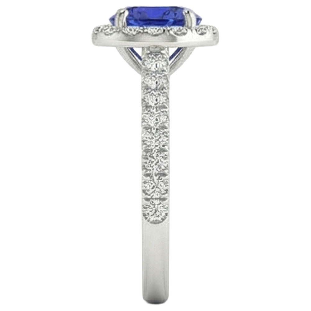Anello Tanzanite Taglio Rotondo E Diamanti 11 Ct Oro Bianco 14K