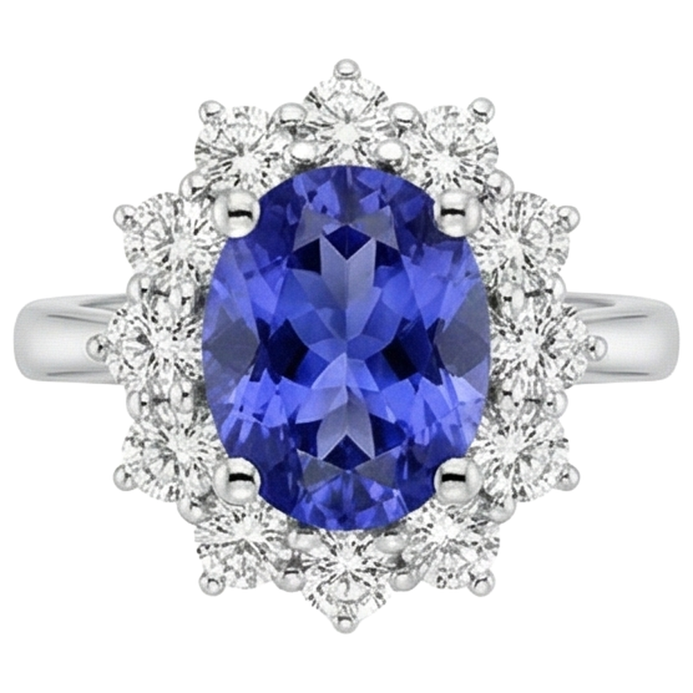 vero round tanzanite 4.35carati anello angolo laterale