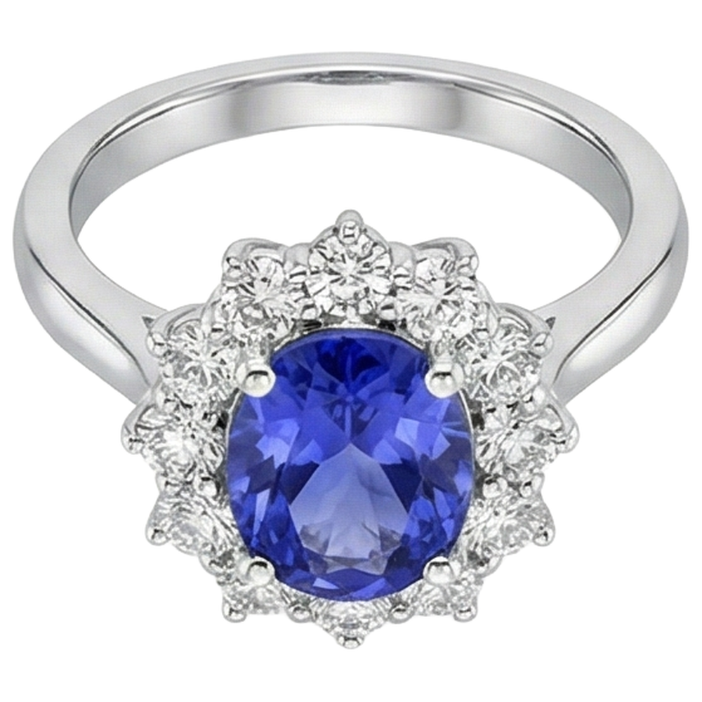 vero round tanzanite 4.35carati anello vista dall'alto