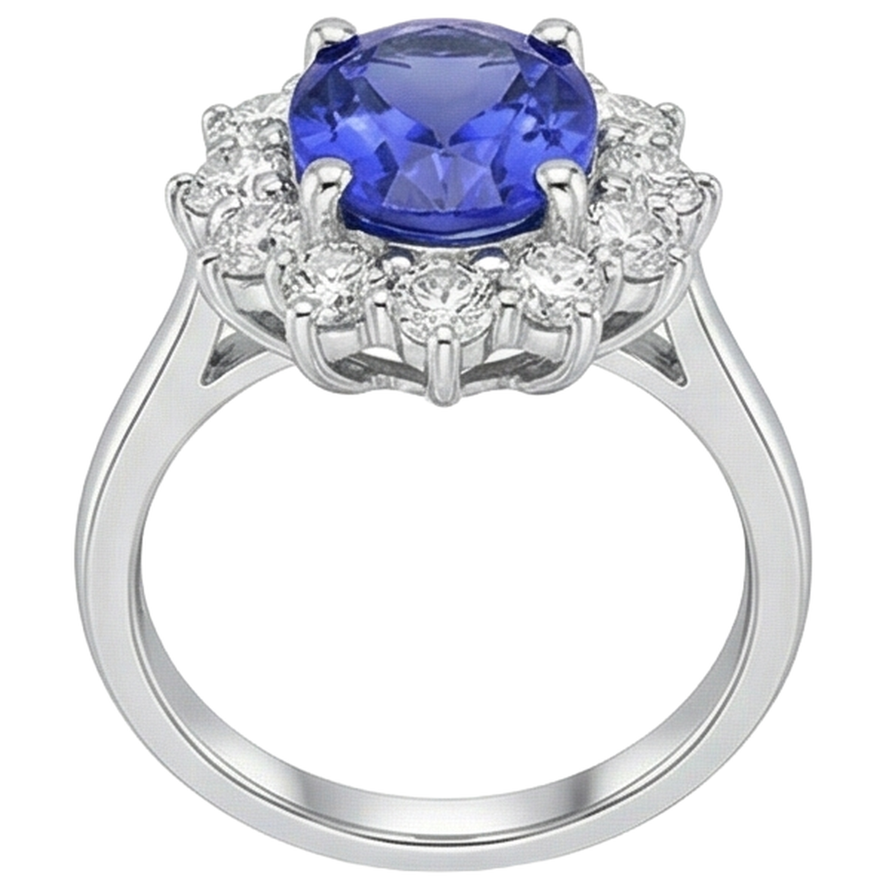 vero round tanzanite 4.35carati anello vista di profilo