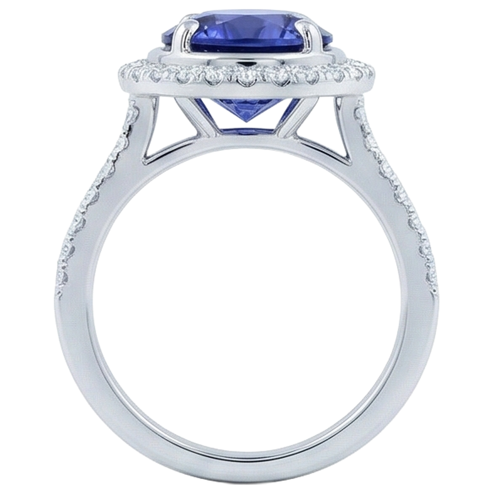 Anello Tanzanite e Diamanti 4.25 Carati Oro Bianco 14K