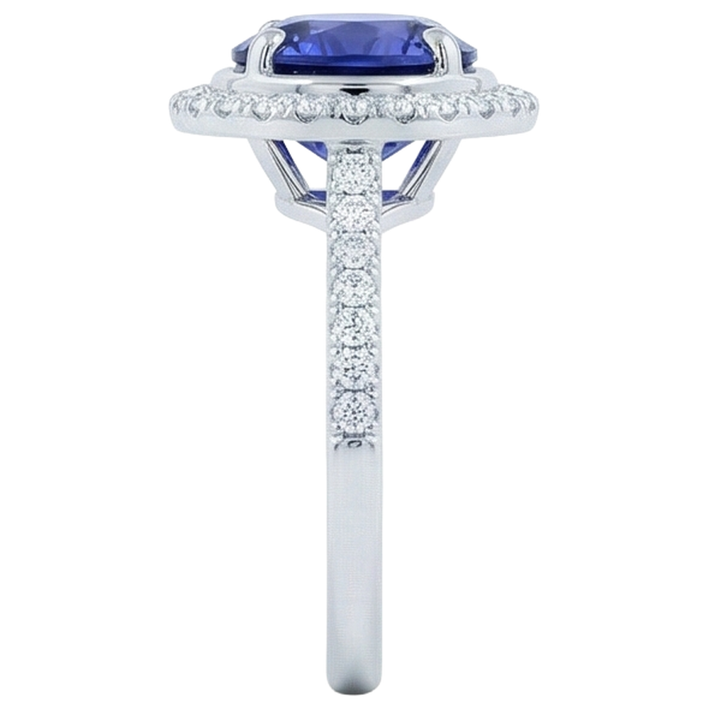 Anello Tanzanite e Diamanti 4.25 Carati Oro Bianco 14K