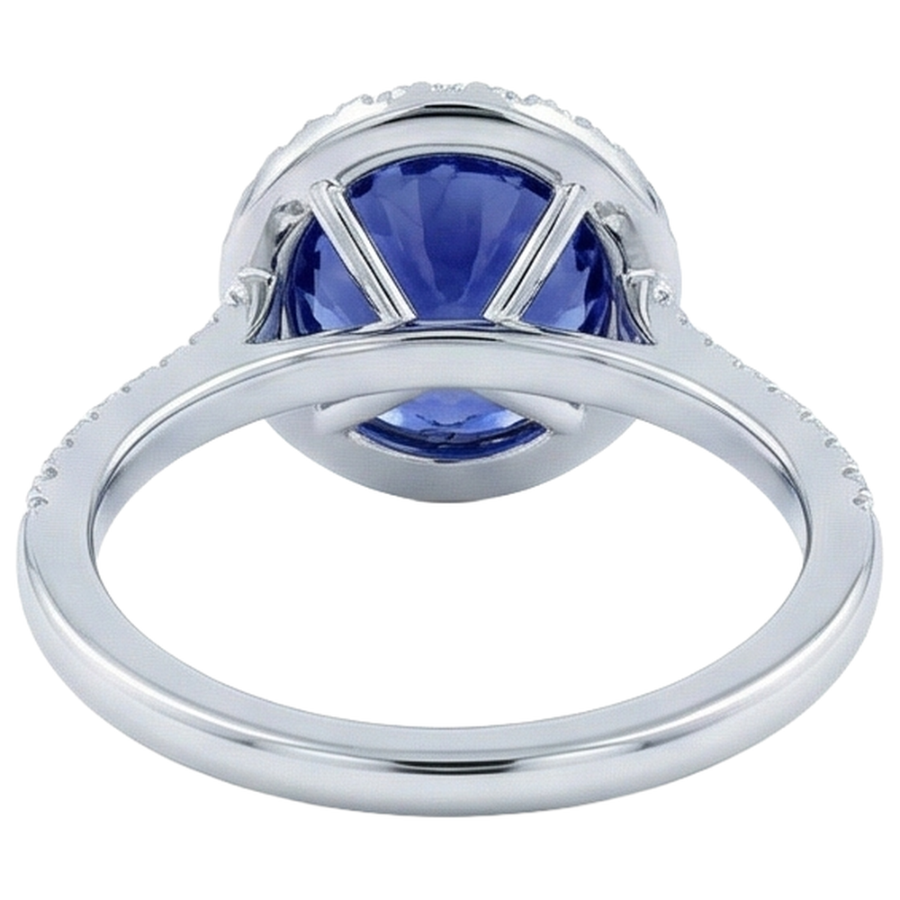 Anello Tanzanite e Diamanti 4.25 Carati Oro Bianco 14K
