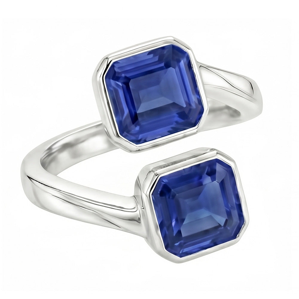 Anello Toi Et Moi con zaffiro smeraldo 3 carati 2 castoni in pietra incastonata in filigrana