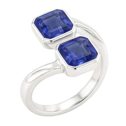 Anello Toi Et Moi con zaffiro smeraldo 3 carati 2 castoni in pietra incastonata in filigrana