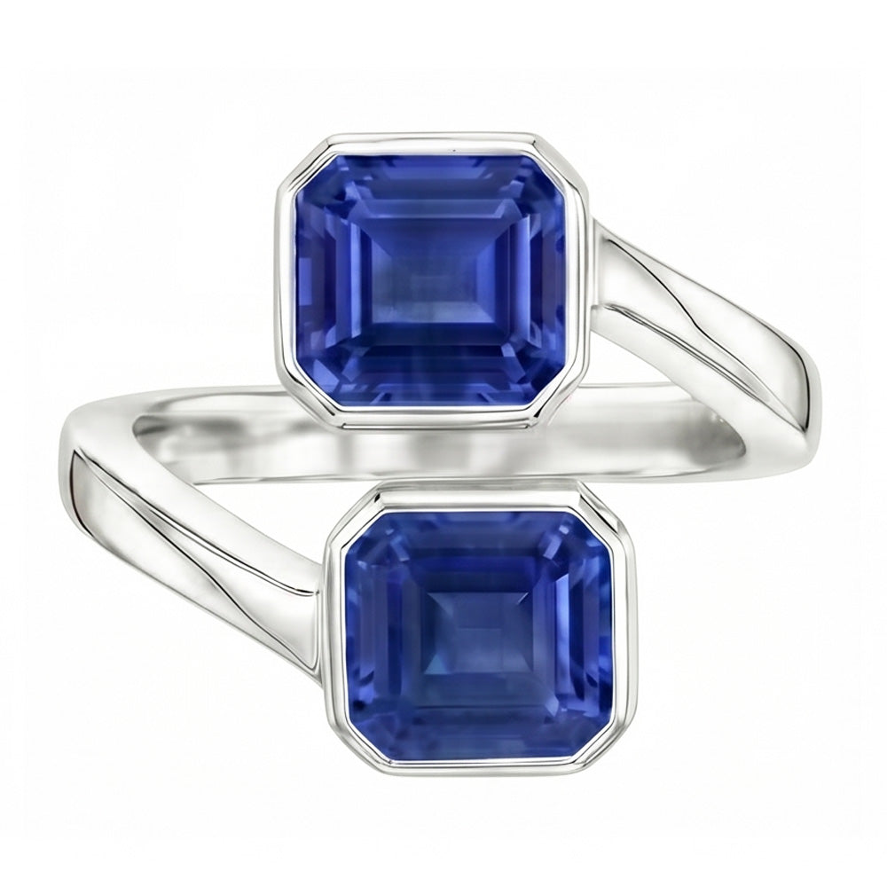 Anello Toi Et Moi con zaffiro smeraldo 3 carati 2 castoni in pietra incastonata in filigrana