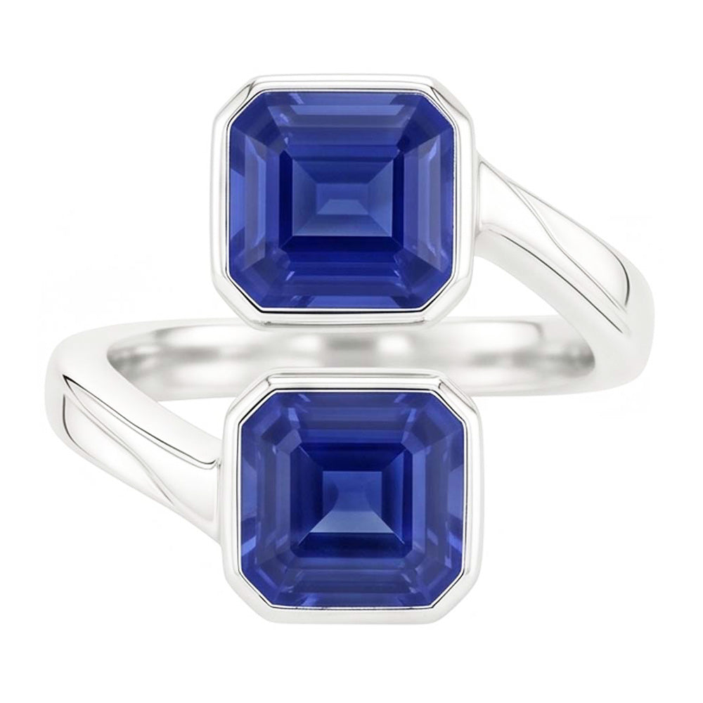 Anello Toi Et Moi con zaffiro smeraldo 3 carati 2 castoni in pietra incastonata in filigrana