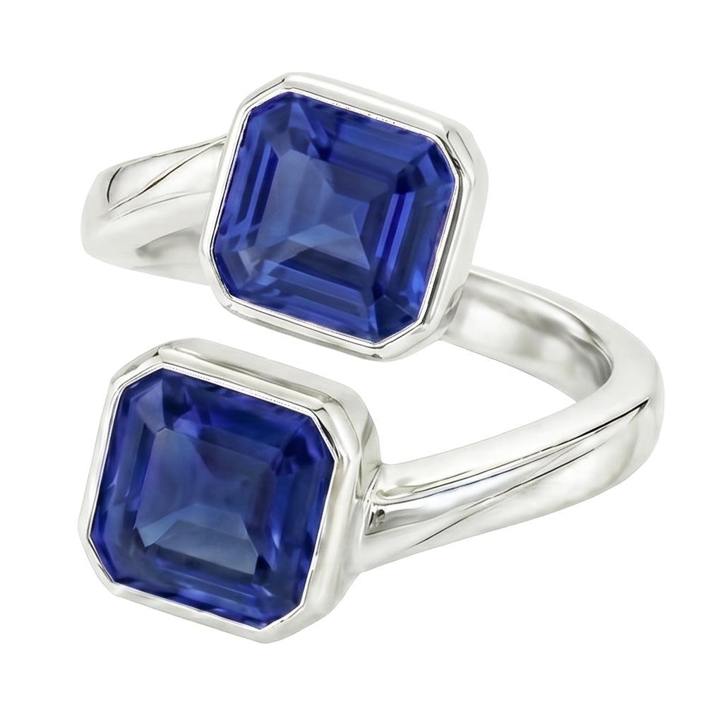 Anello Toi Et Moi con zaffiro smeraldo 3 carati 2 castoni in pietra incastonata in filigrana