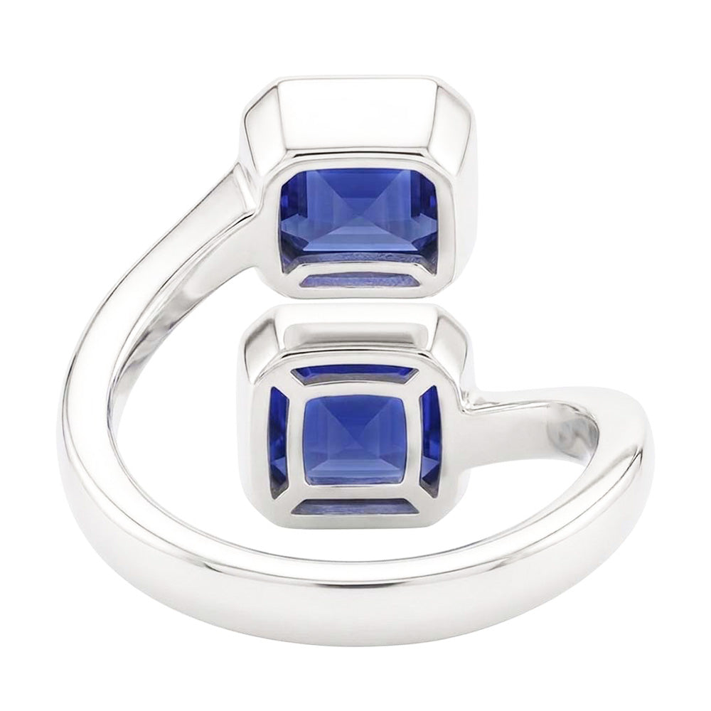 Anello Toi Et Moi con zaffiro smeraldo 3 carati 2 castoni in pietra incastonata in filigrana