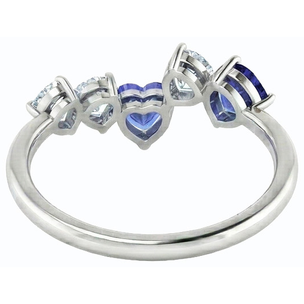 Anello Toi et Moi Cuore Diamante Naturale Autentico ( non creato in laboratorio ) & Zaffiro 3.50 Carati Gioielli Donna