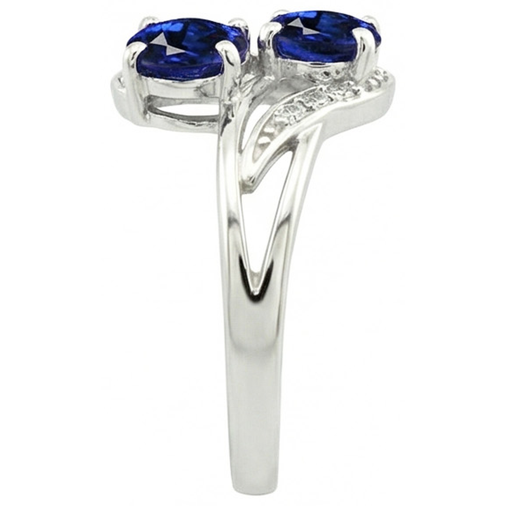 Anello Toi et Moi in stile antico con zaffiro dello Sri Lanka ovale da 4,50 ct e diamante