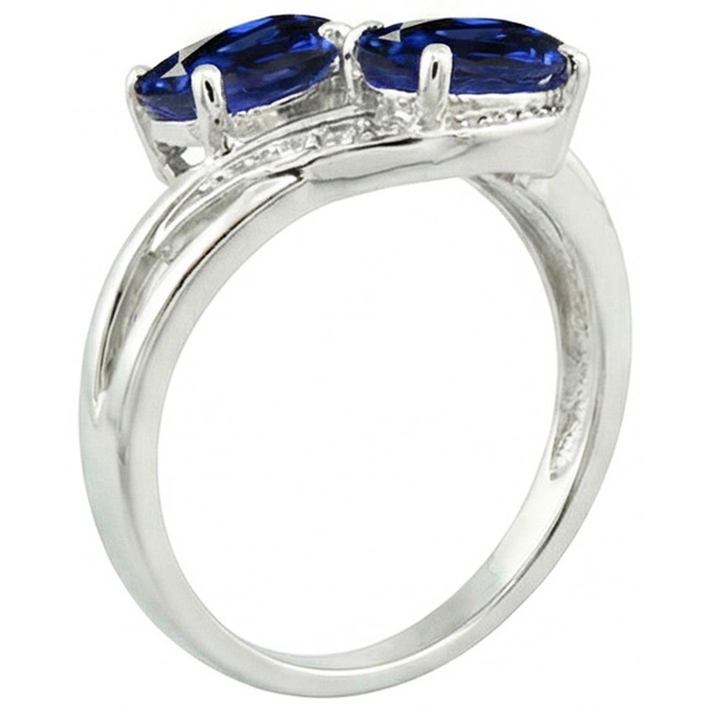 Anello Toi et Moi in stile antico con zaffiro dello Sri Lanka ovale da 4,50 ct e diamante