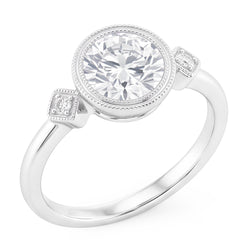 Anello Tre Pietre Oro Bianco 14K con Diamante Fine – 2 carati