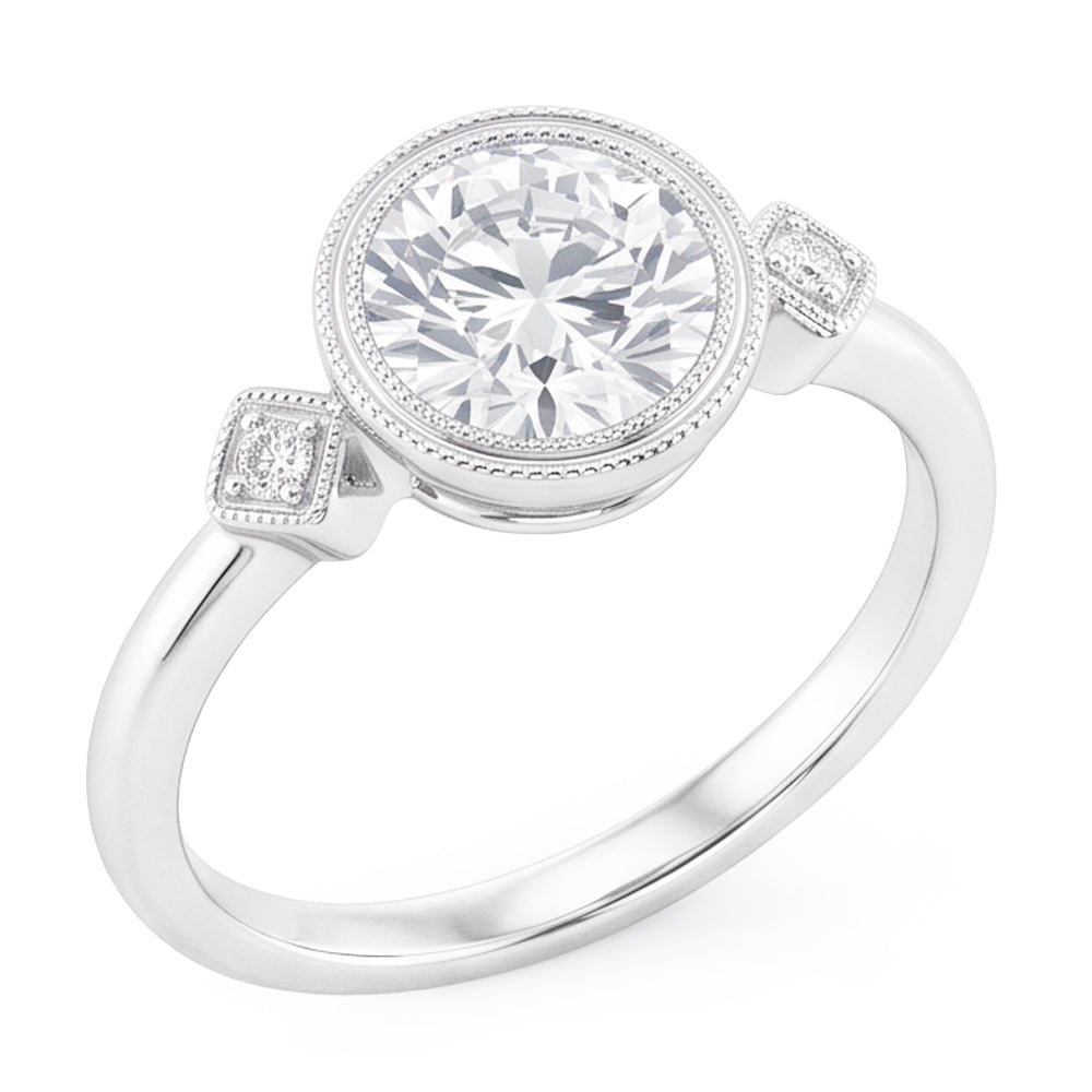 Anello Tre Pietre Oro Bianco 14K con Diamante Fine – 2 carati