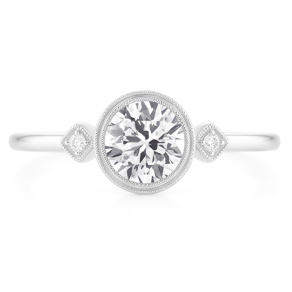 Anello Tre Pietre Oro Bianco 14K con Diamante Fine – 2 carati