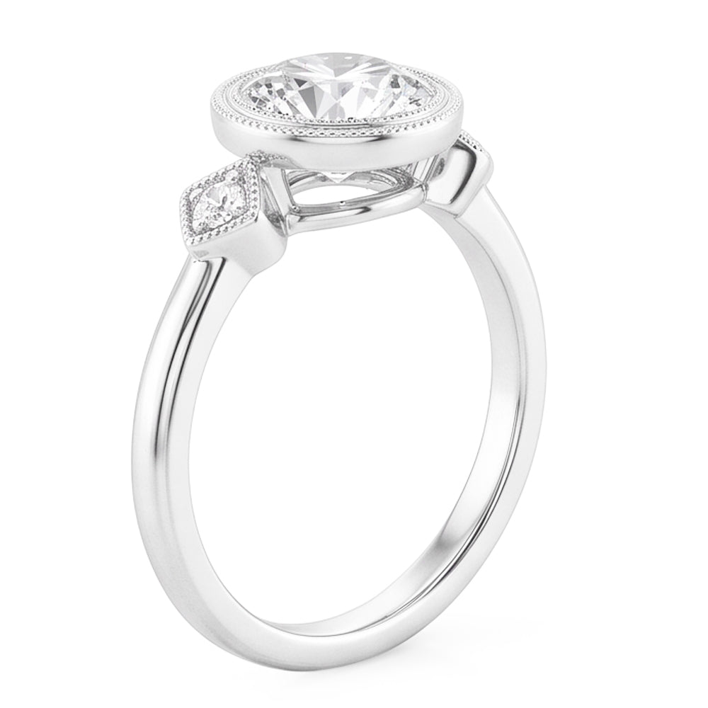 Anello Tre Pietre Oro Bianco 14K con Diamante Fine – 2 carati
