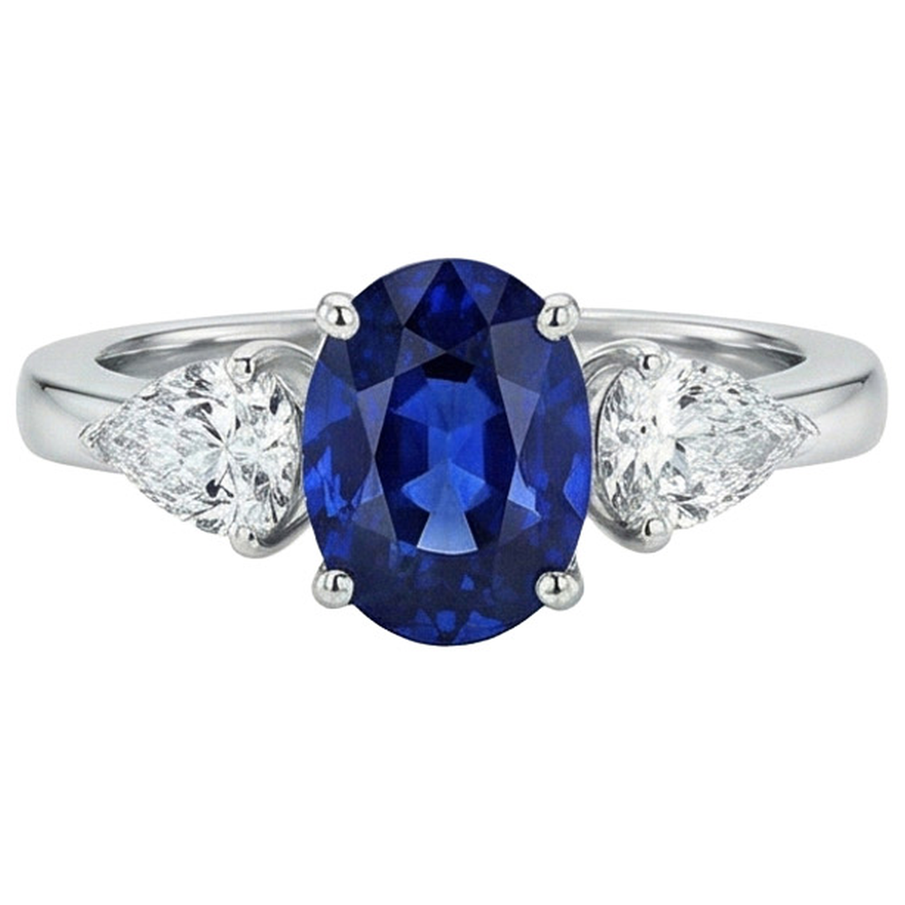 vero oval diamante 5.50carati anello vista di profilo