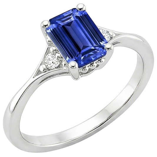 Anello Tre Pietre Smeraldo Zaffiro Sri Lanka & Diamante 3.50 Carati