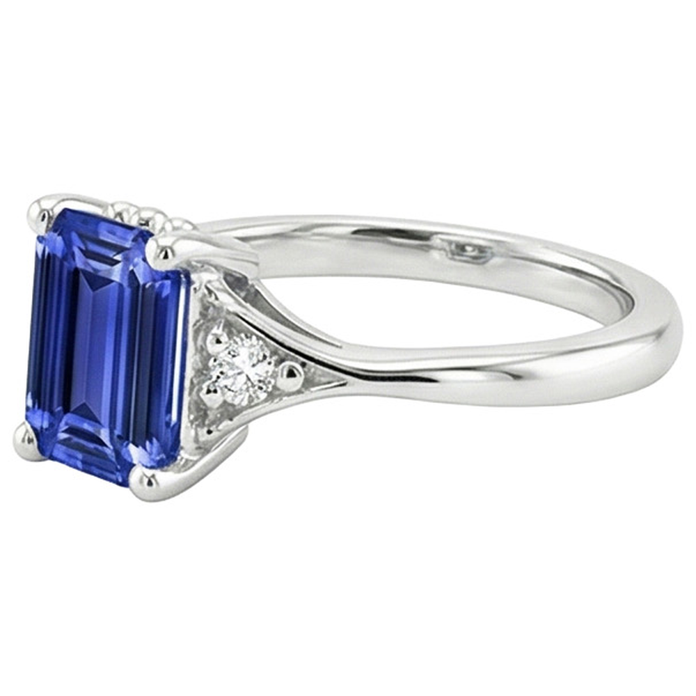 Anello Tre Pietre Smeraldo Zaffiro Sri Lanka & Diamante 3.50 Carati