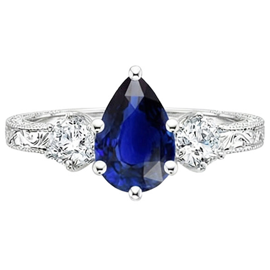 vero pear diamante 5carati anello vista di profilo