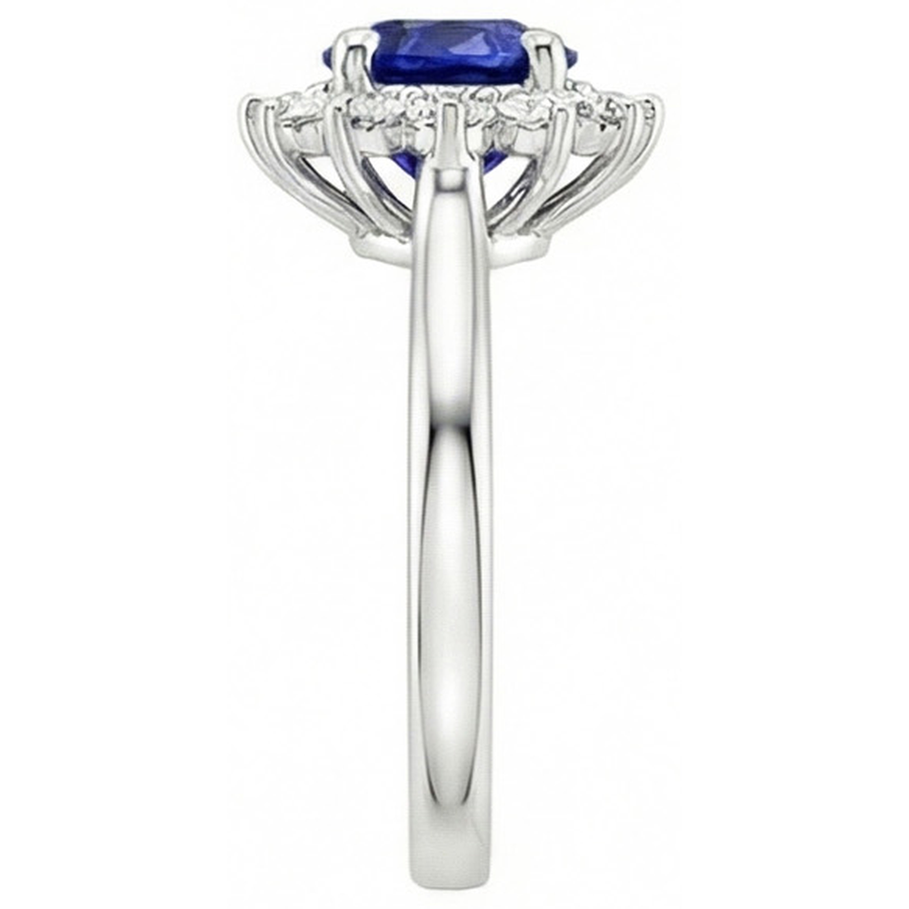 Anello Zaffiro Ceylon E Diamanti Naturali Autentici ( non creati in laboratorio ) 2,20 Carati Oro Bianco 14K