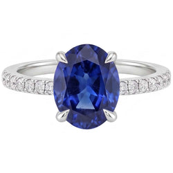 Anello Zaffiro Con Diamanti Naturali Autentici ( non creati in laboratorio )