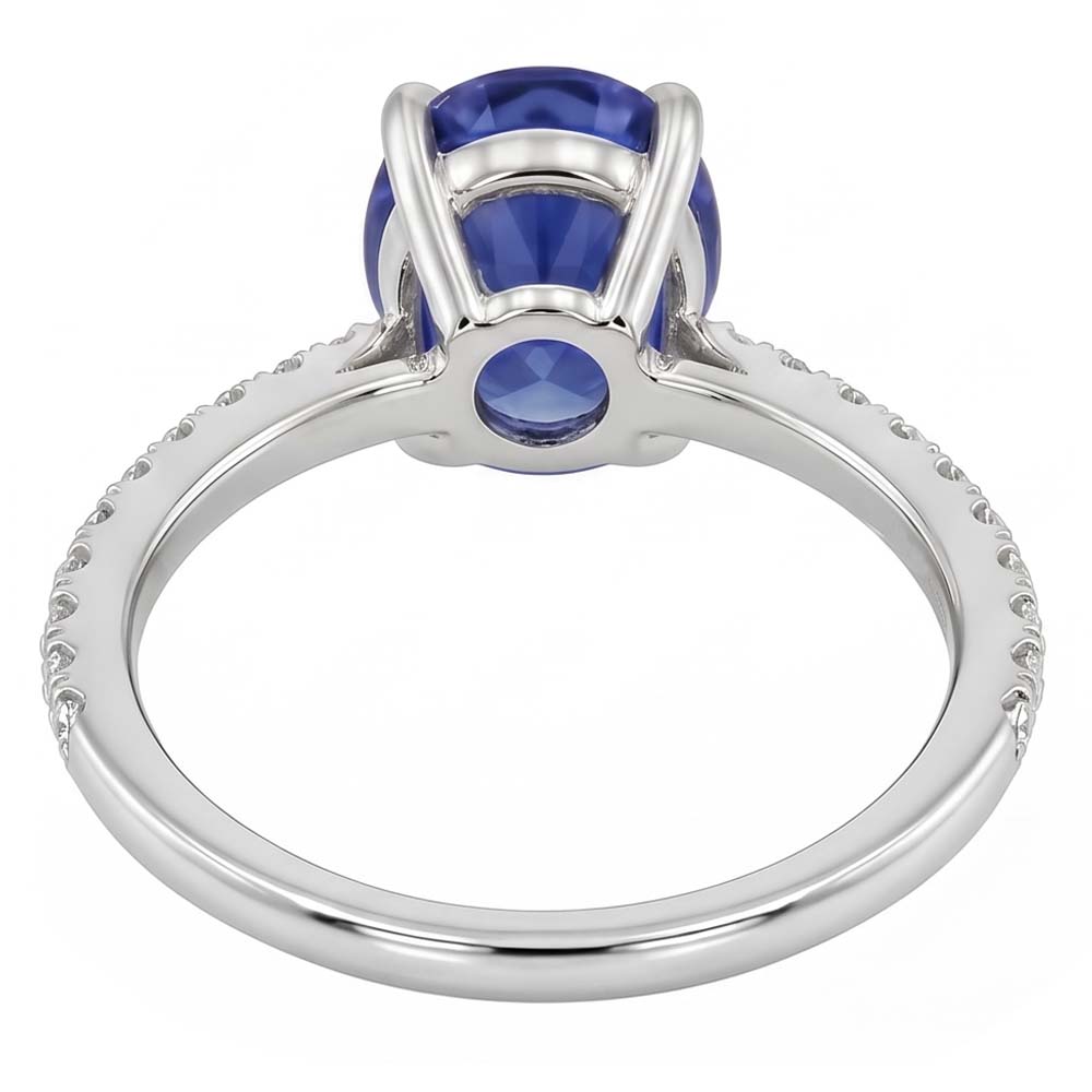 Anello Zaffiro Con Diamanti Naturali Autentici ( non creati in laboratorio )