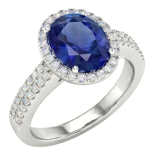 vero round zaffiro 7.01carati anello vista frontale