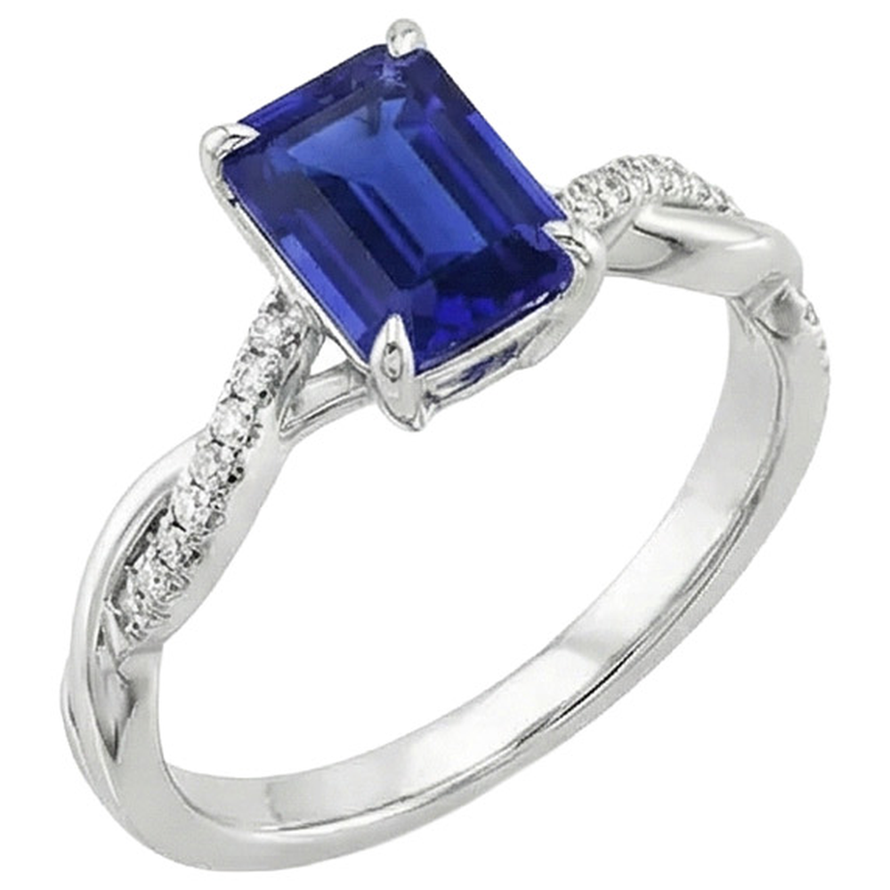 Anello Zaffiro Taglio Smeraldo