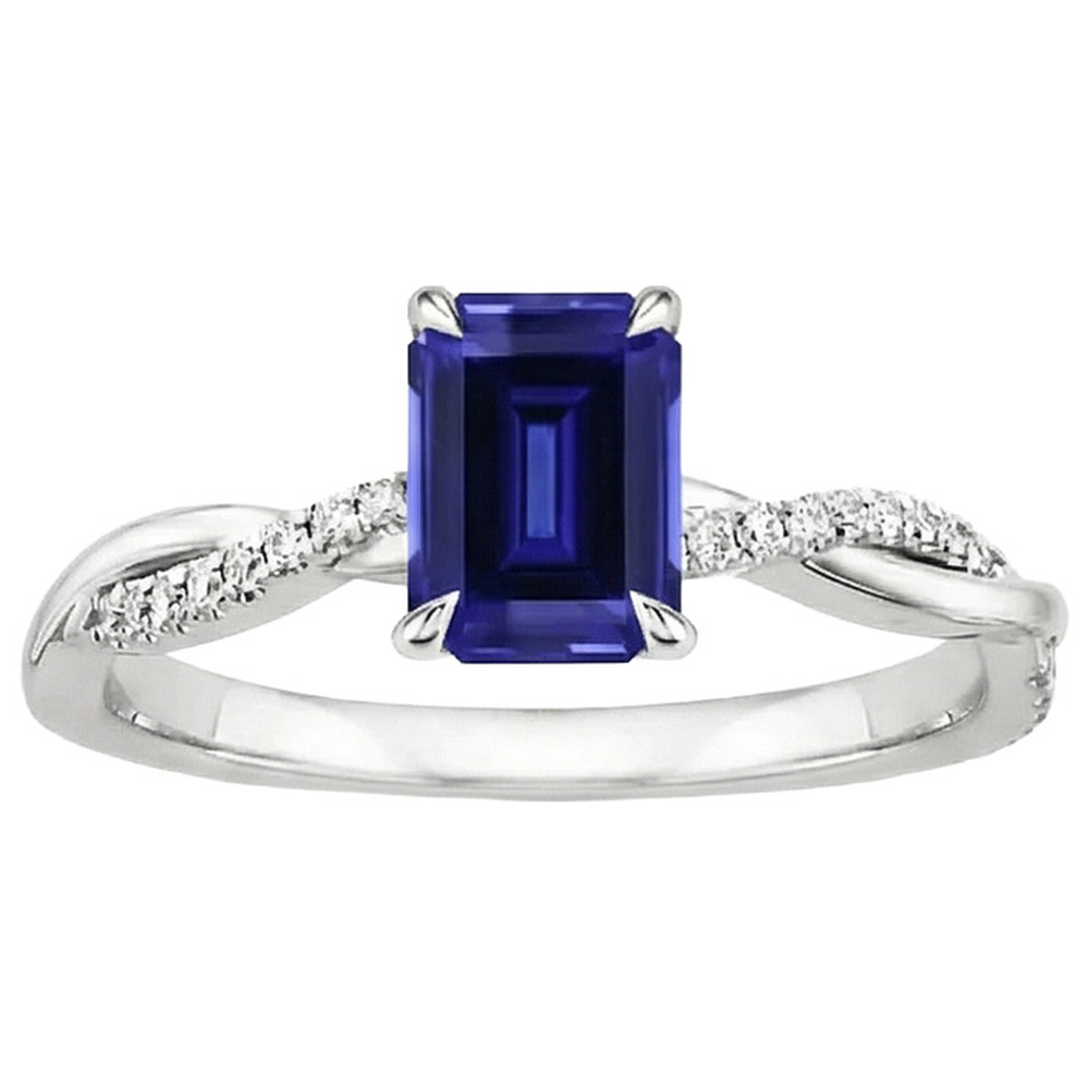 Anello Zaffiro Taglio Smeraldo