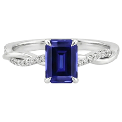 Anello Zaffiro Taglio Smeraldo