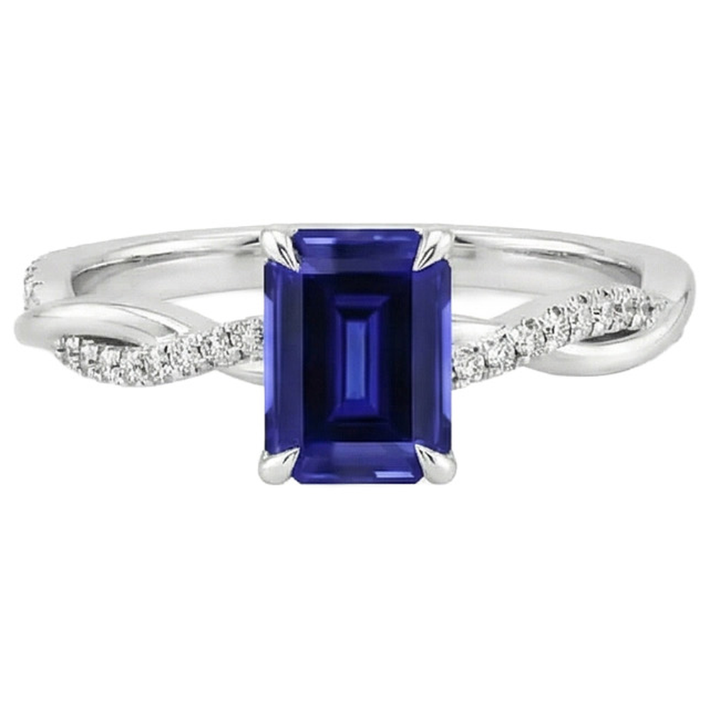 Anello Zaffiro Taglio Smeraldo