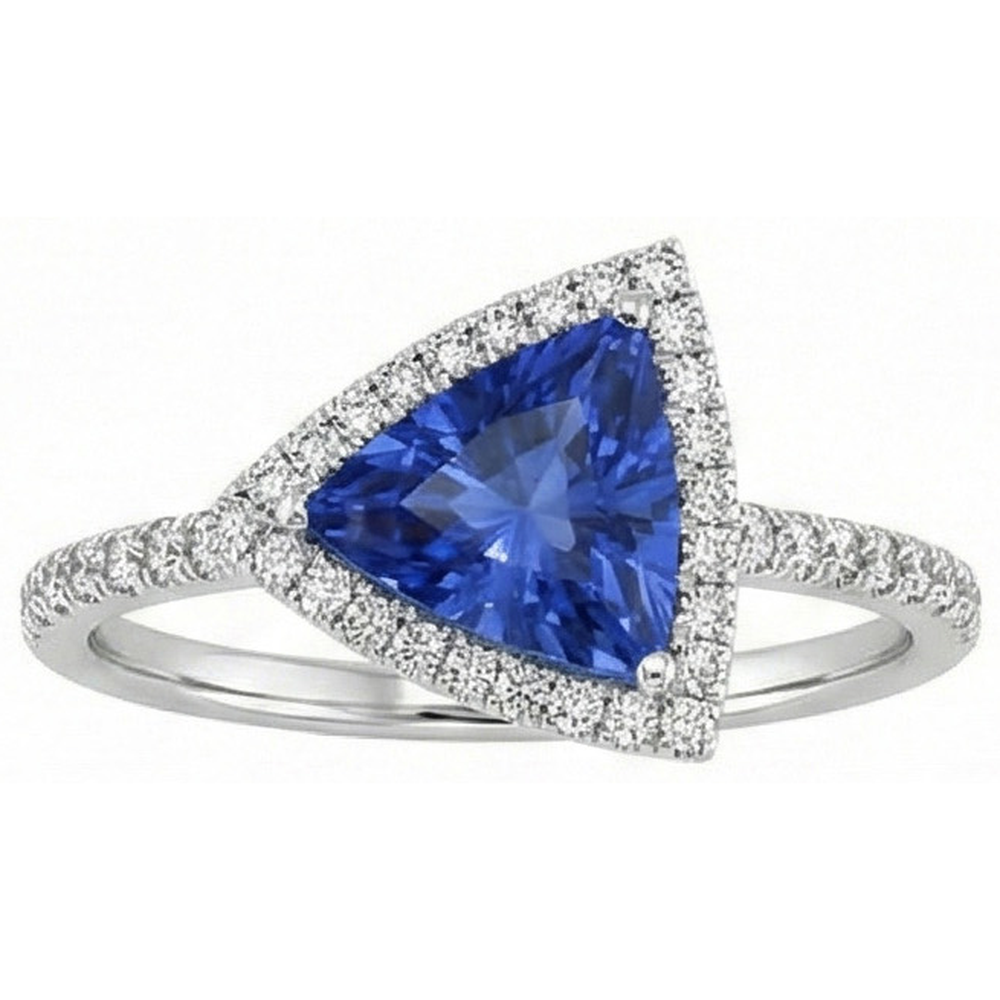 Anello Zaffiro Taglio Trilliant