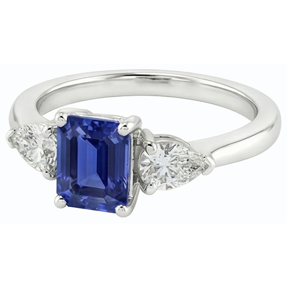 vero pear diamante 2.50carati anello vista di profilo