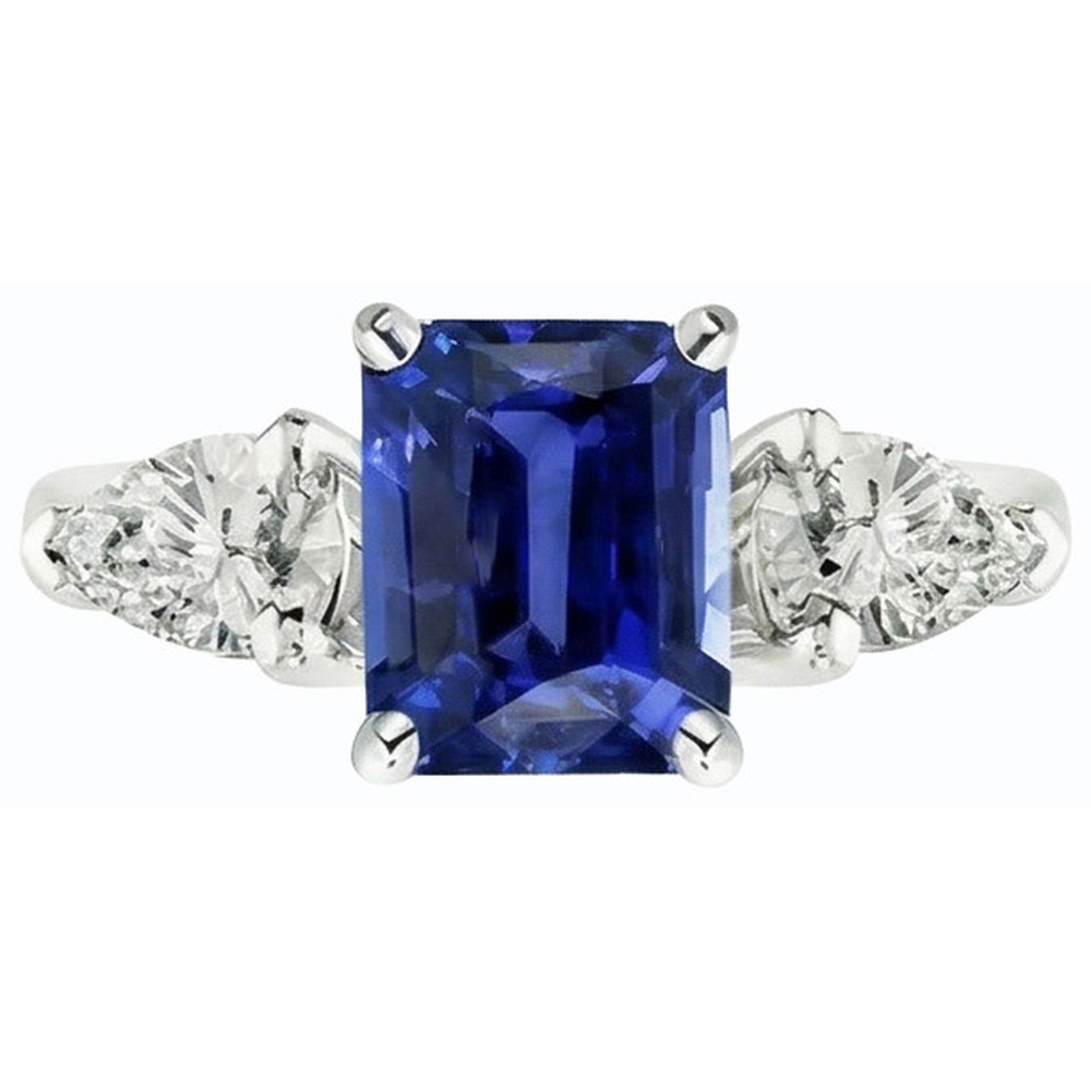 vero pear diamante 2.50carati anello su bianco