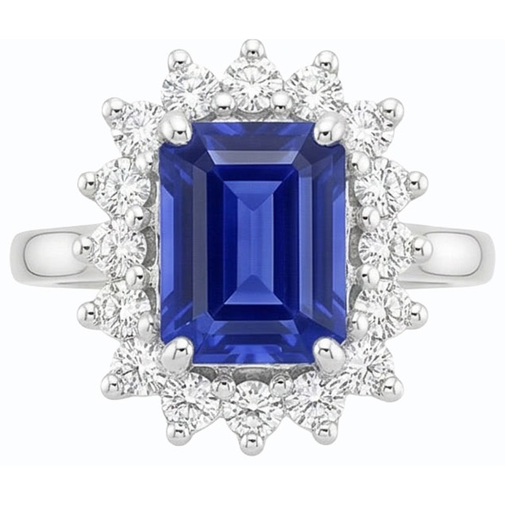 Anello a forma di stella con diamante zaffiro Ceylon smeraldo 2 carati