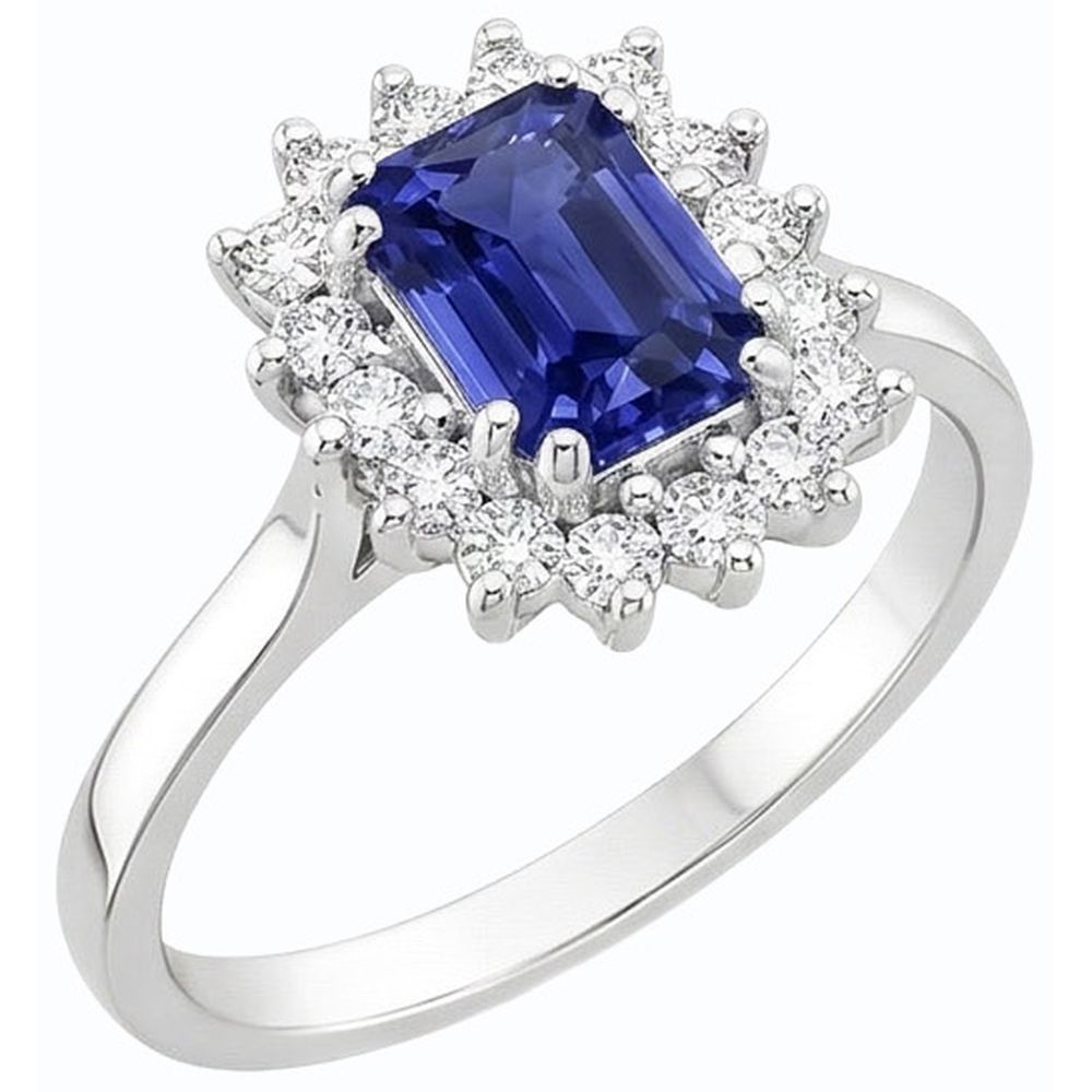 Anello a forma di stella con diamante zaffiro Ceylon smeraldo 2 carati
