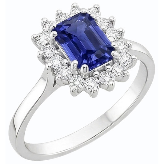 Anello a forma di stella con diamante zaffiro Ceylon smeraldo 2 carati