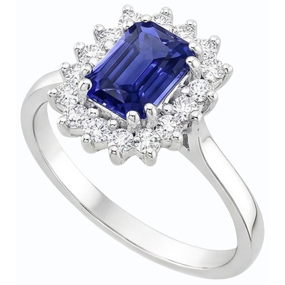 Anello a forma di stella con diamante zaffiro Ceylon smeraldo 2 carati