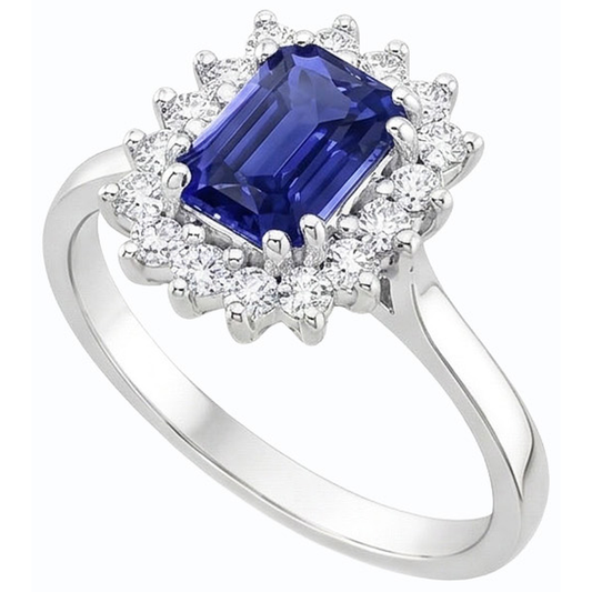 Anello a forma di stella con diamante zaffiro Ceylon smeraldo 2 carati