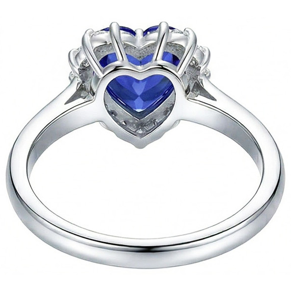 Anello a forma di stella con diamanti naturali zaffiro blu da 2,50 carati in oro bianco 14K
