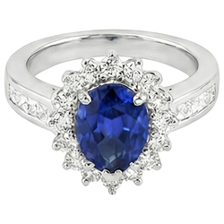 Anello a forma di stella con zaffiro blu da 3,50 carati e diamanti incastonati