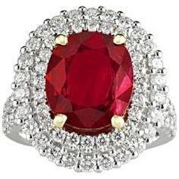 Anello a griffe con rubini rossi da 6 kt con diamanti incastonati in oro 14K - harrychadent.it